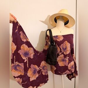 We The Free  Floral Top with Straw Hat